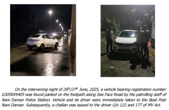 Strict Action Against acts of Rash driving and Traffic Violations in DamanDaman Police is issuing a strong advisory to all residents and tourists visiting Daman to strictlyadhere to traffic and public safety norms.
